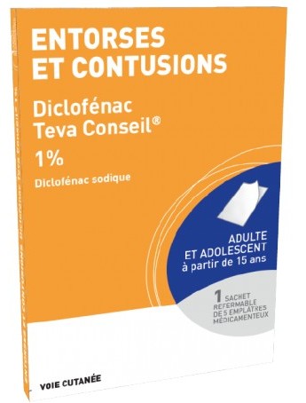 Diclofénac 1% Teva 5 Emplatres Medicamenteux